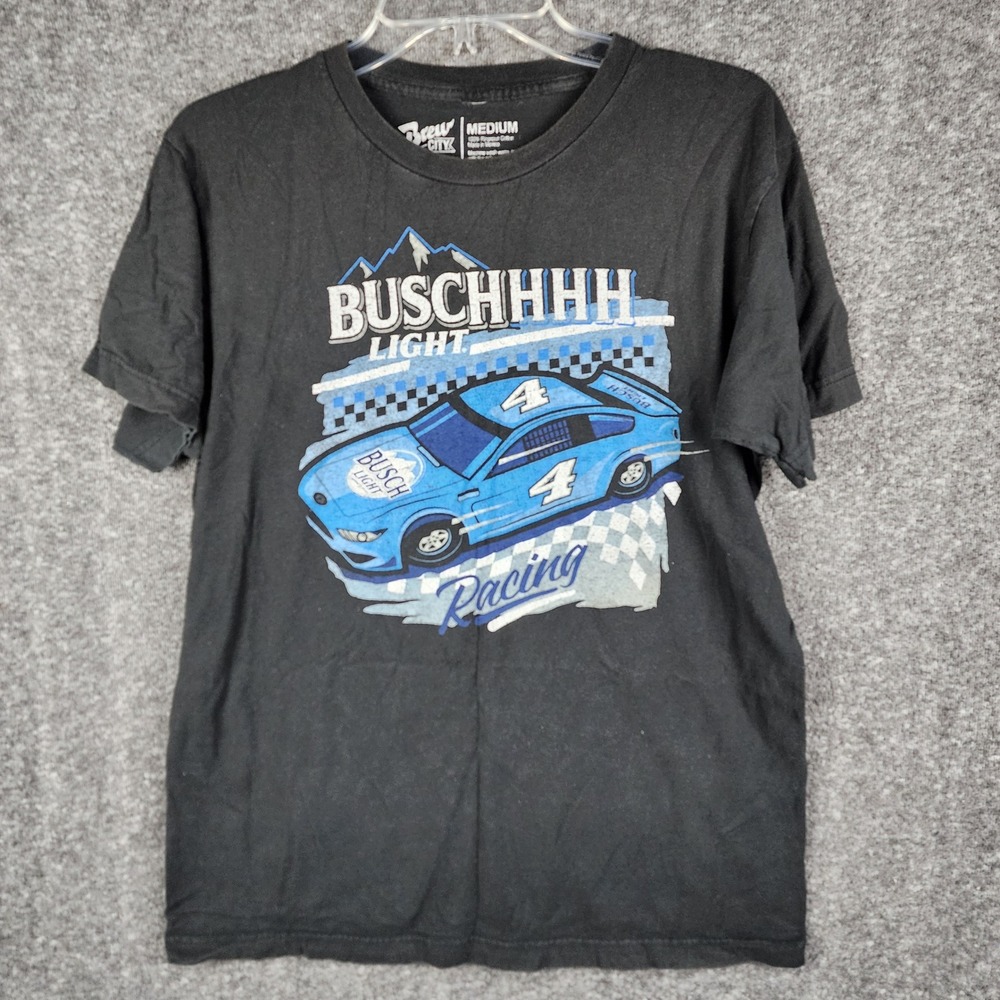 Brew City T-Shirt Mens Medium Busch Light Racing Black Graphic Brew City EUC